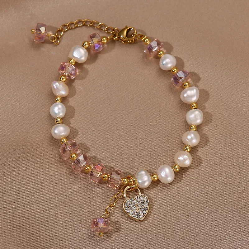 Yiru Freshwater Pearl Pink Rhinestone Bracelet Jewelry Accessories Women's-6