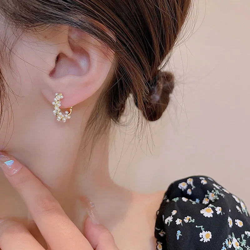 Yiru Alloy Round Bead Hoop Earrings, Stud Earrings, Ring Earrings, Earring Jewelry Accessories Women's-4