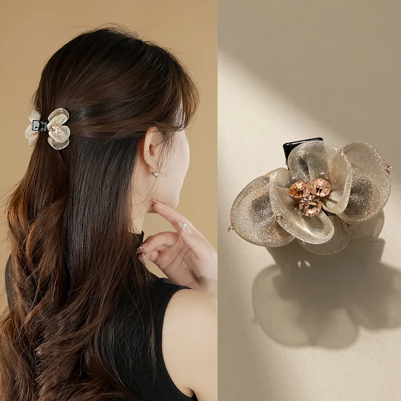 Yiru Floral Fabric Hair Claw Clip Elegance Shawl Hair Claw Clip Headband Hair Clip Hair Accessory Women's-1