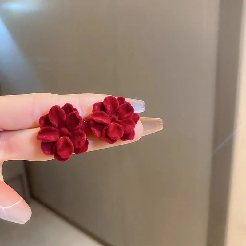 Yiru Flock Stud Earrings Women's-3