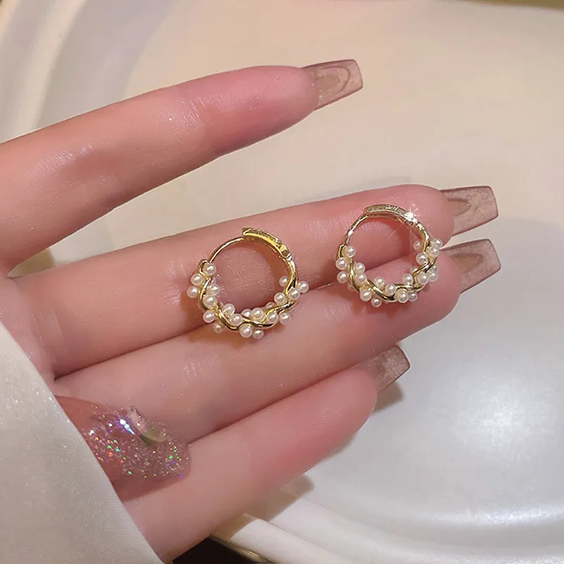 Yiru Alloy Round Bead Hoop Earrings, Stud Earrings, Ring Earrings, Earring Jewelry Accessories Women's-7