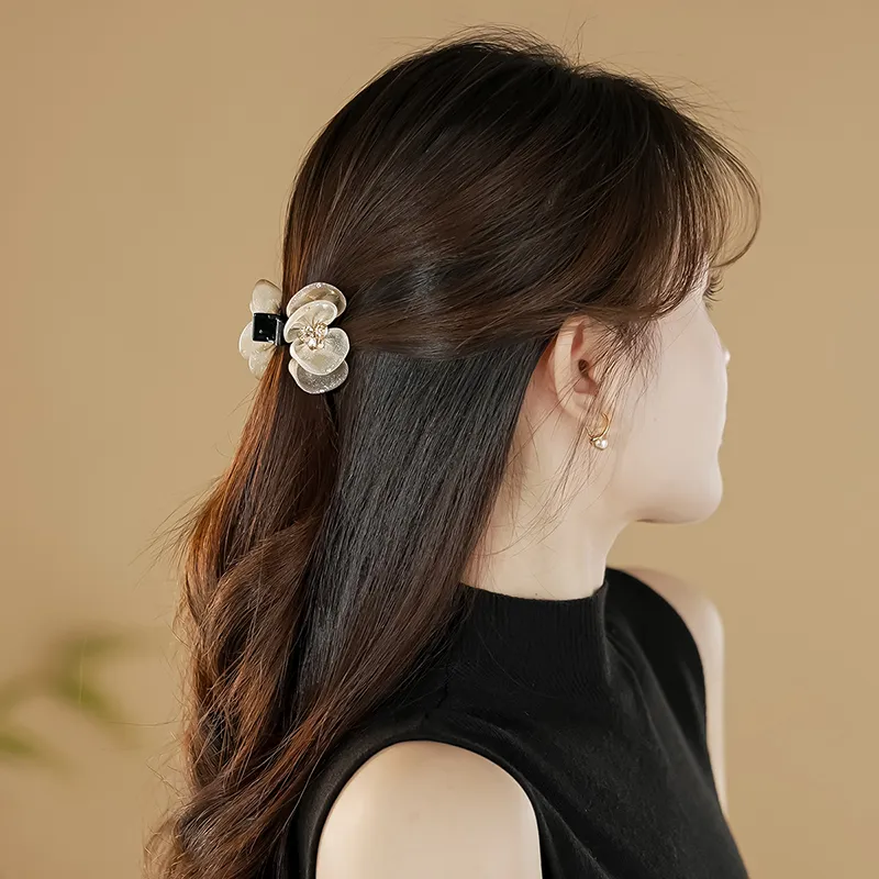 Yiru Floral Fabric Hair Claw Clip Elegance Shawl Hair Claw Clip Headband Hair Clip Hair Accessory Women's-4