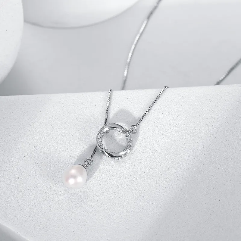 Yiru S925 Silver Freshwater Pearl Necklace & Chain Jewelry Accessories Women's-5