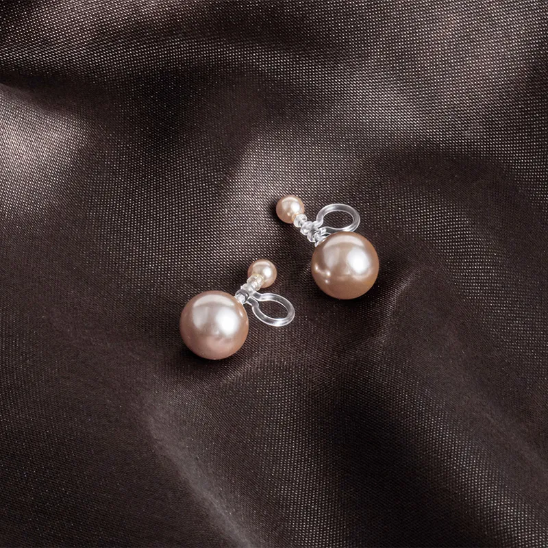 Yiru Round Bead Clip On Earrings Women's-4