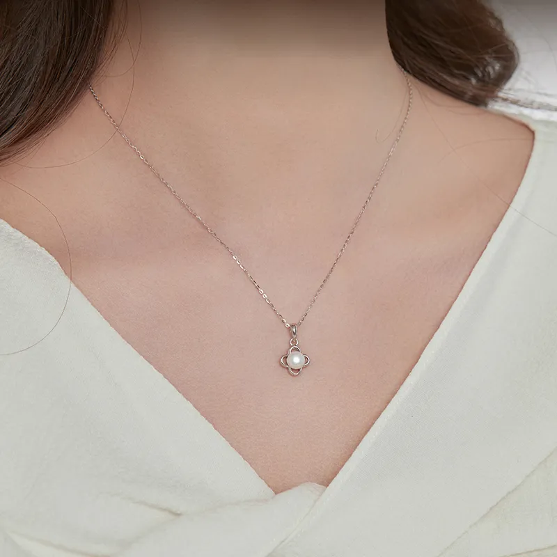 Yiru S925 Silver Freshwater Pearl Necklaces Women's-3