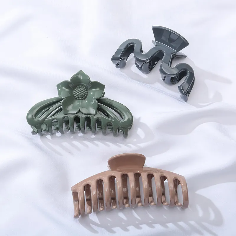 Yiru Acrylic Hair Clips Women's Milk Tea+Green+Blue-3