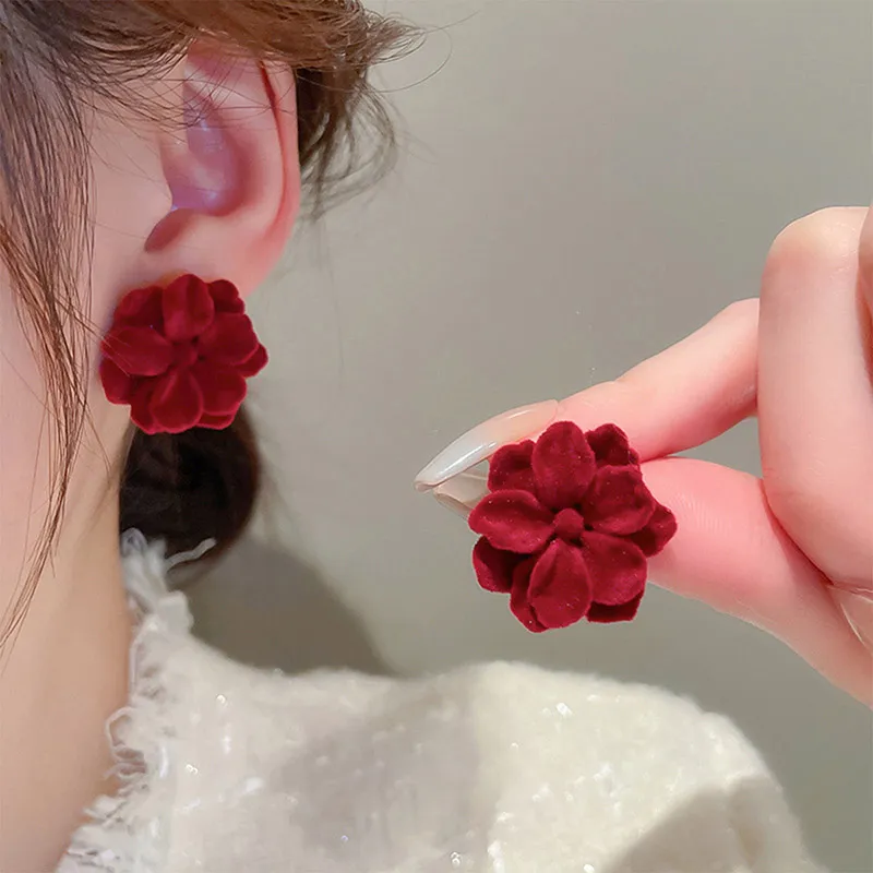 Yiru Flock Stud Earrings Women's-1
