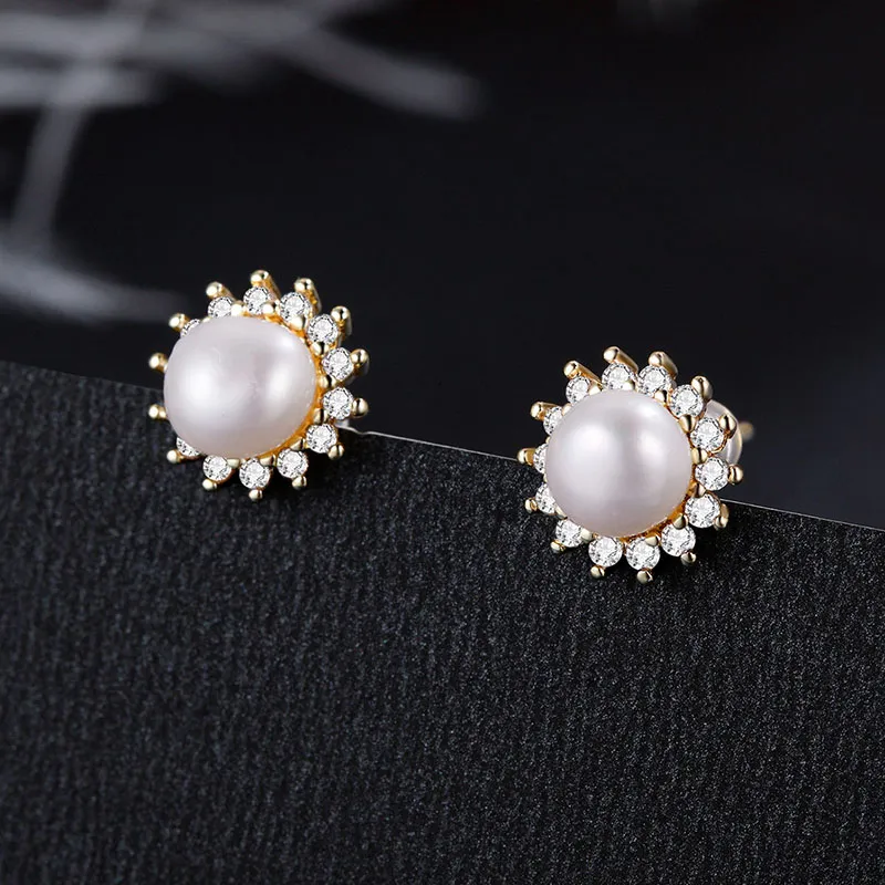 Yiru Gold Plated Copper Stud Earrings Women's-2