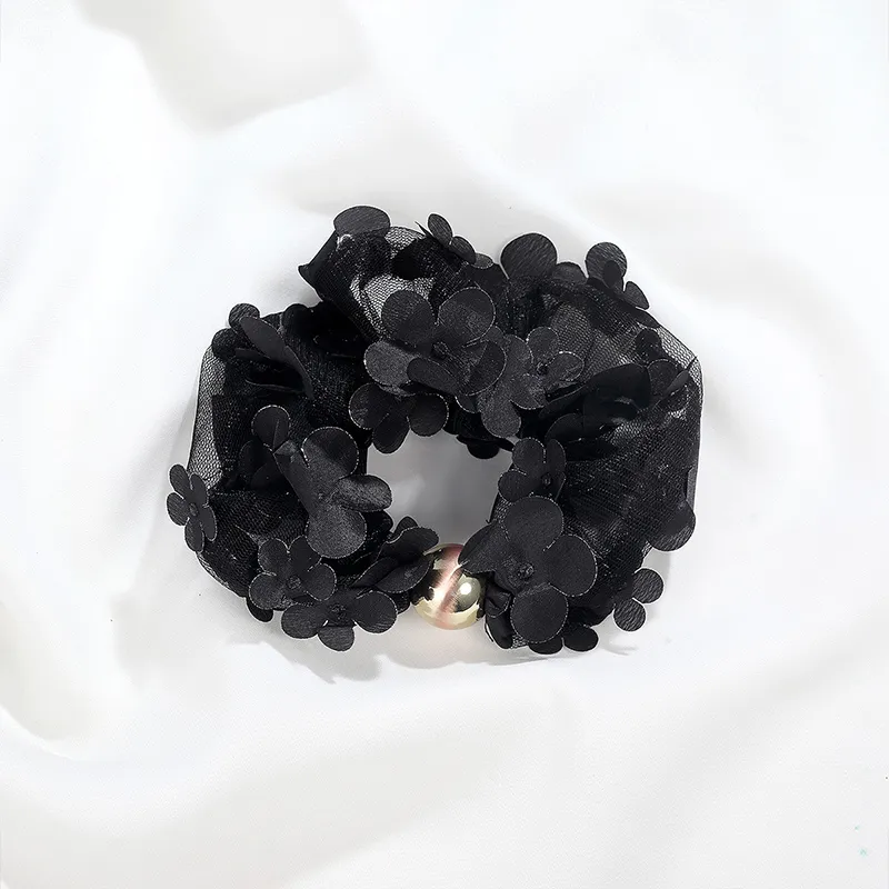 Yiru Fabric Beads Hair Tie Rubber Band Women's-2