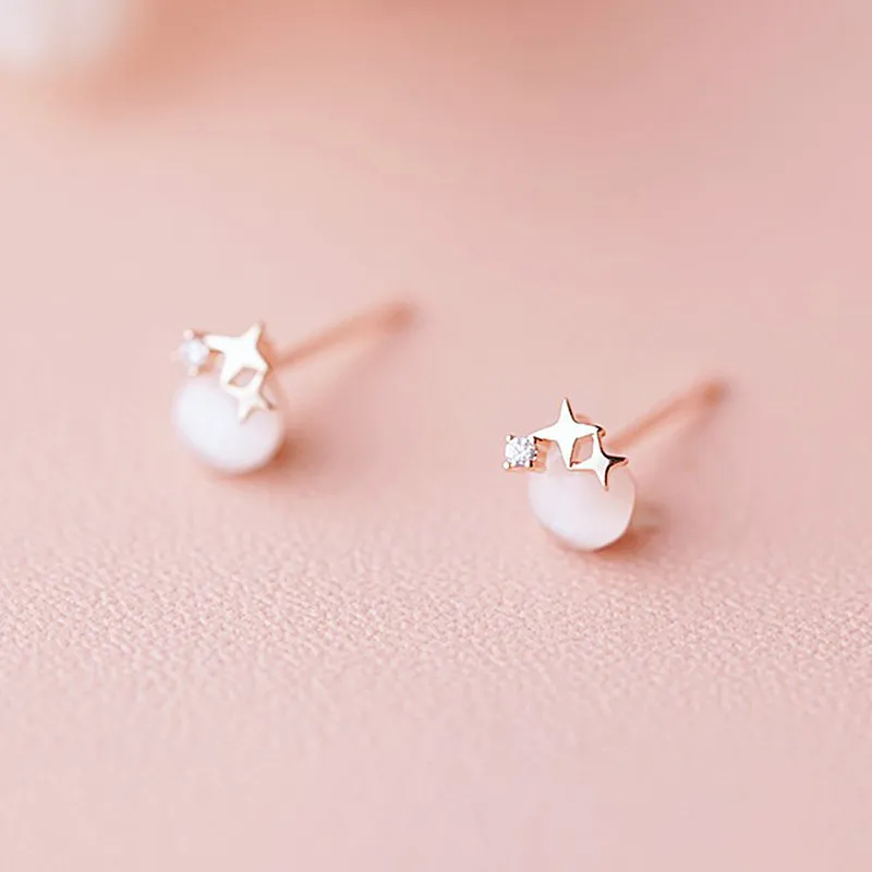 Yiru Glass Cat Eye Stud Earrings Women's-2