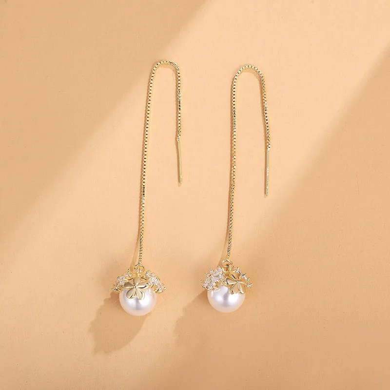 Yiru Round Bead, Artificial Crystal Hoop Earrings Women's-1