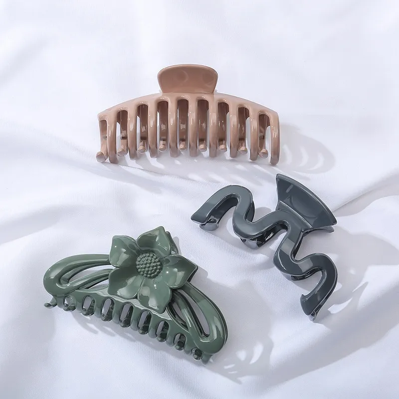 Yiru Acrylic Hair Clips Women's Milk Tea+Green+Blue-4