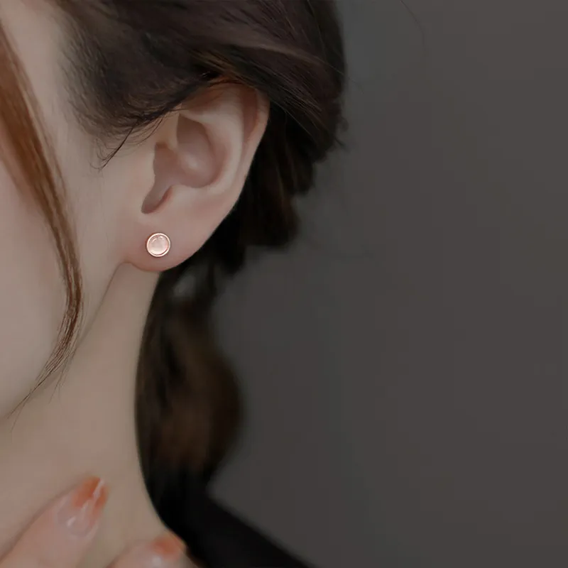 Yiru Glass Cat Eye Stud Earrings Women's-2