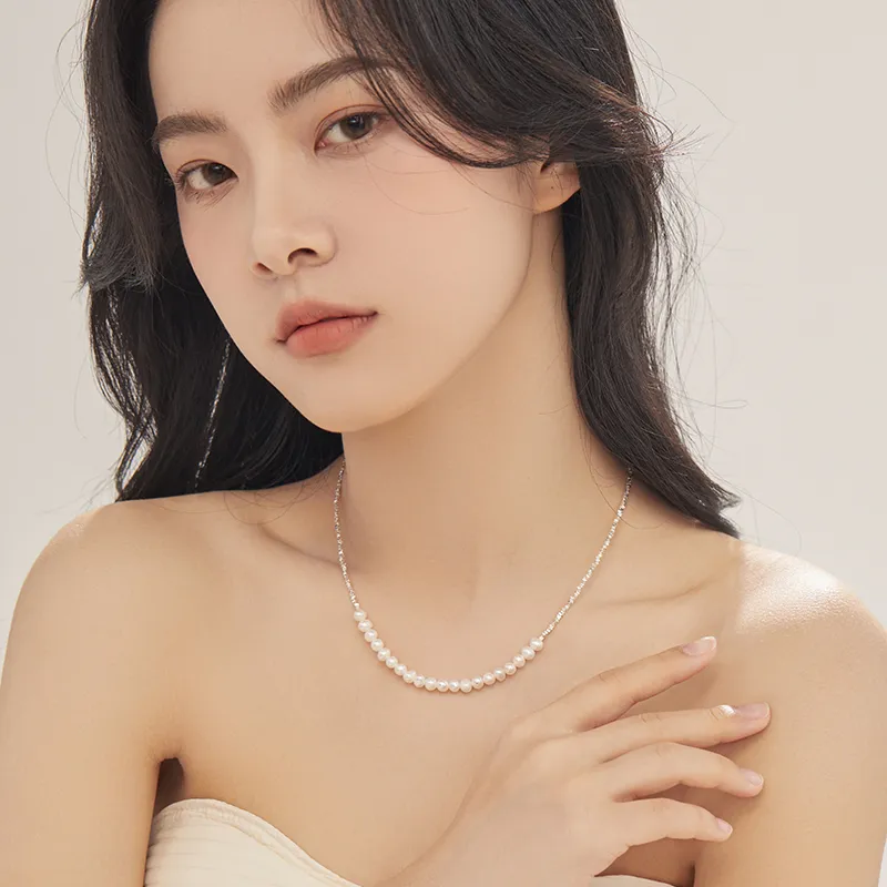 Yiru S925 Silver Freshwater Pearl Necklaces Women's-2