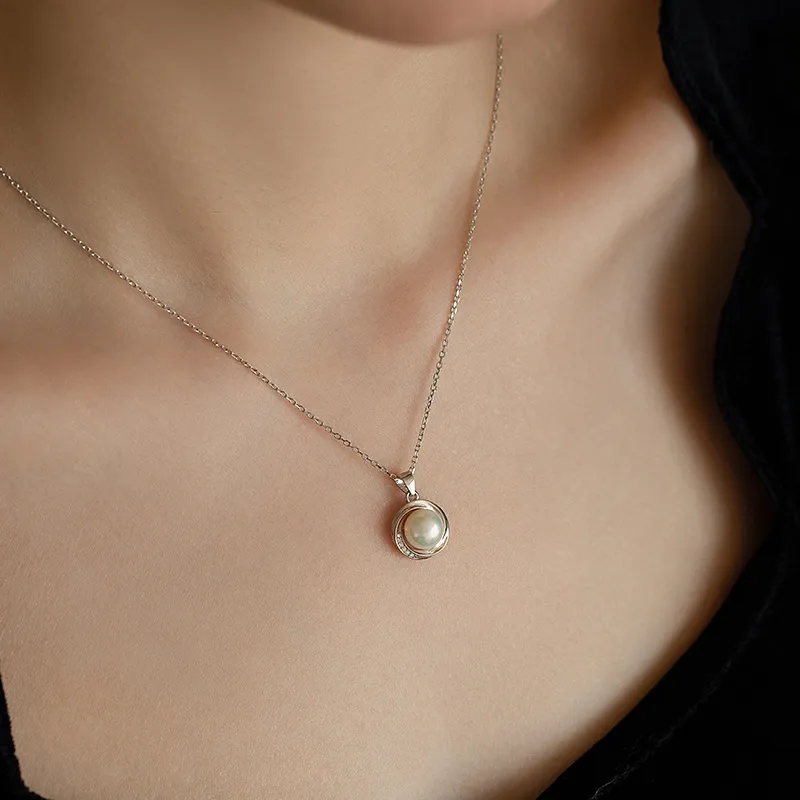 Yiru S925 Silver Single Freshwater Pearl Necklace Jewelry Accessories Women's-3