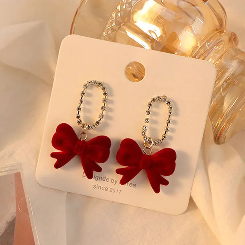 Yiru Alloy Flock Earrings Women's-4