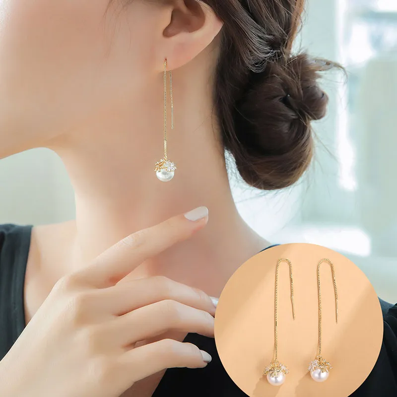 Yiru Round Bead, Artificial Crystal Hoop Earrings Women's-2