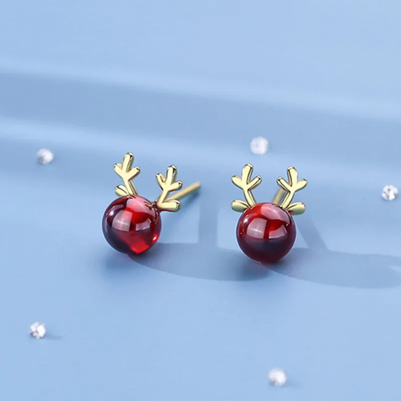 Yiru S925 Silver Stud Earrings Christmas Earrings Jewelry Accessories Women's-3