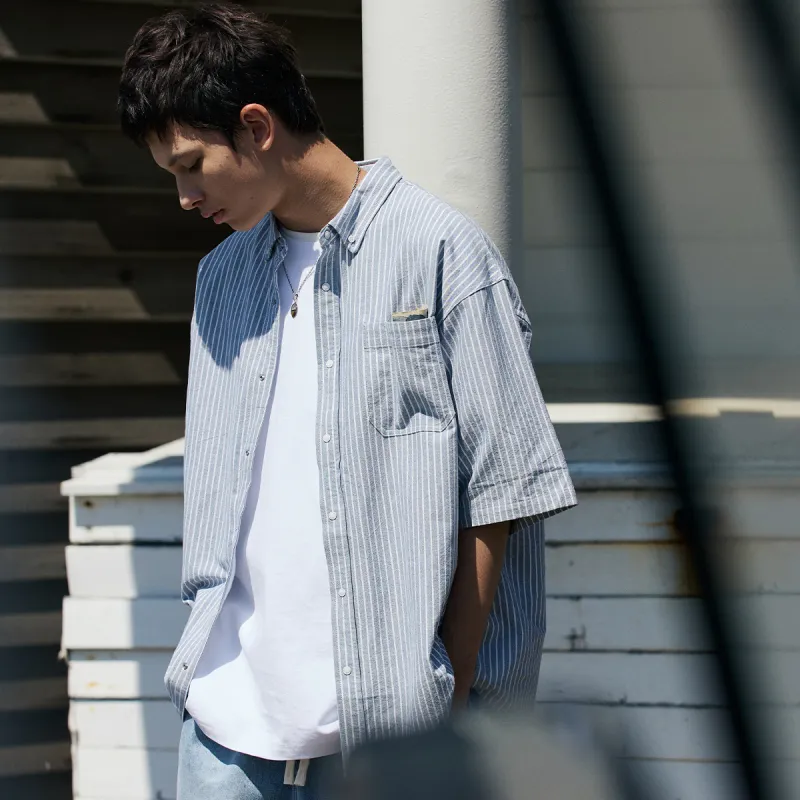 RESTICK Shirt Men's Light Blue Stripes-6