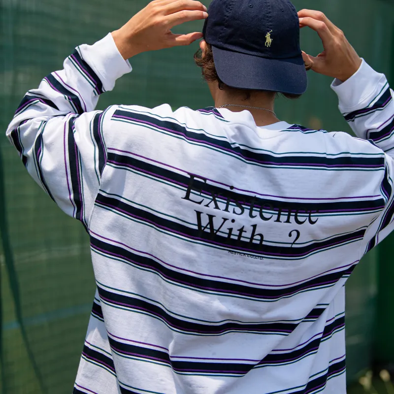 RESTICK Drop Shoulder Sleeve Stripes Long Sleeved T Shirt Unisex-1