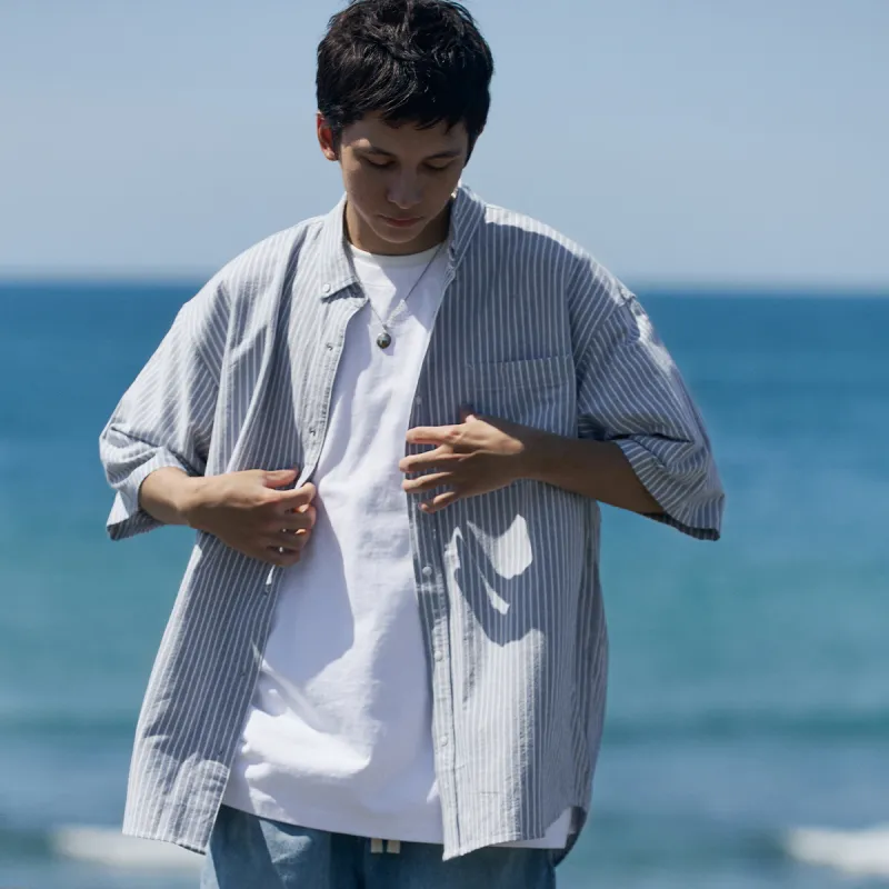 RESTICK Shirt Men's Light Blue Stripes-3
