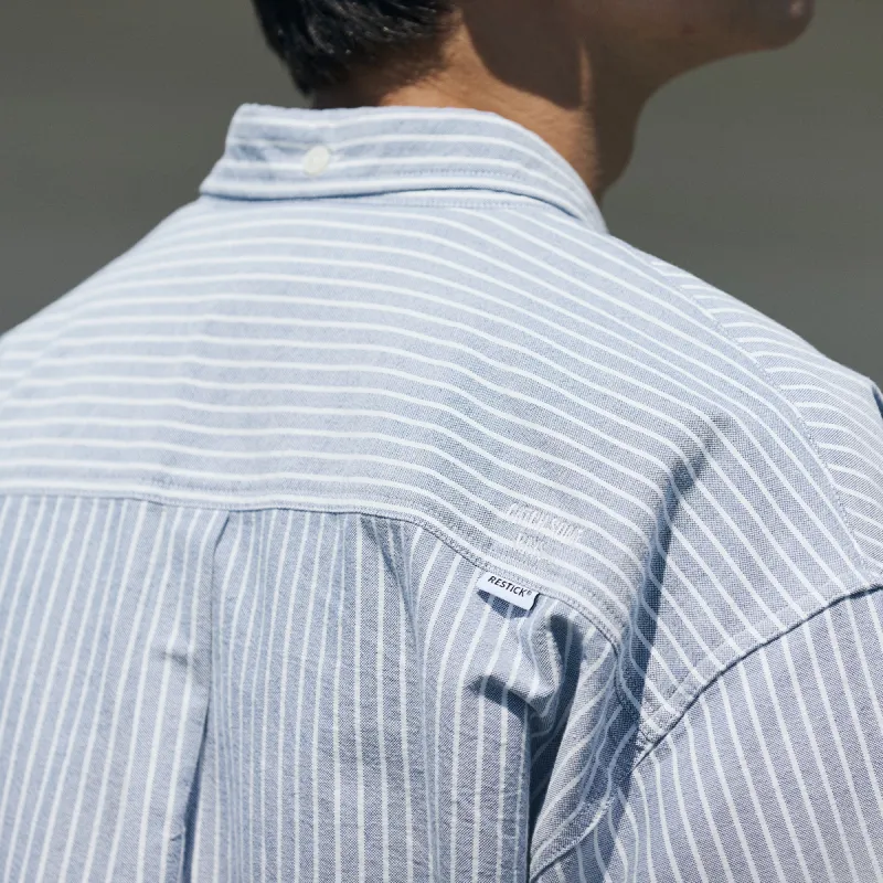 RESTICK Shirt Men's Light Blue Stripes-5