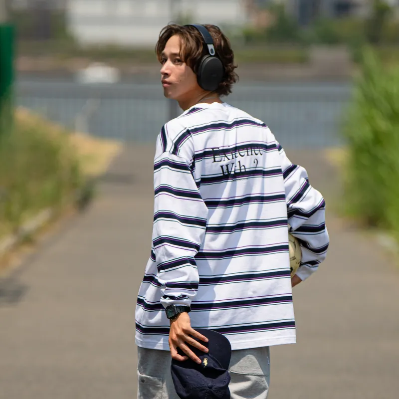 RESTICK Drop Shoulder Sleeve Stripes Long Sleeved T Shirt Unisex-2