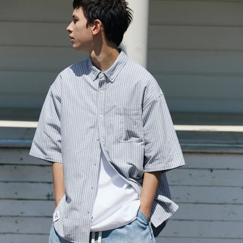 RESTICK Shirt Men's Light Blue Stripes-2