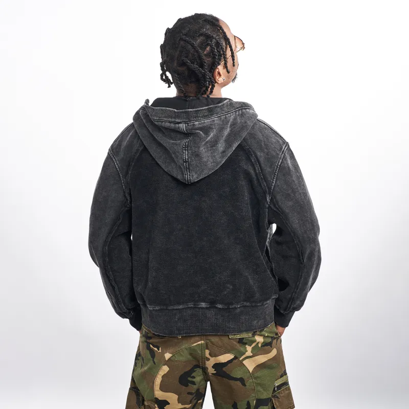 MT99 Sweatshirt Jacket Unisex Washed Black-2