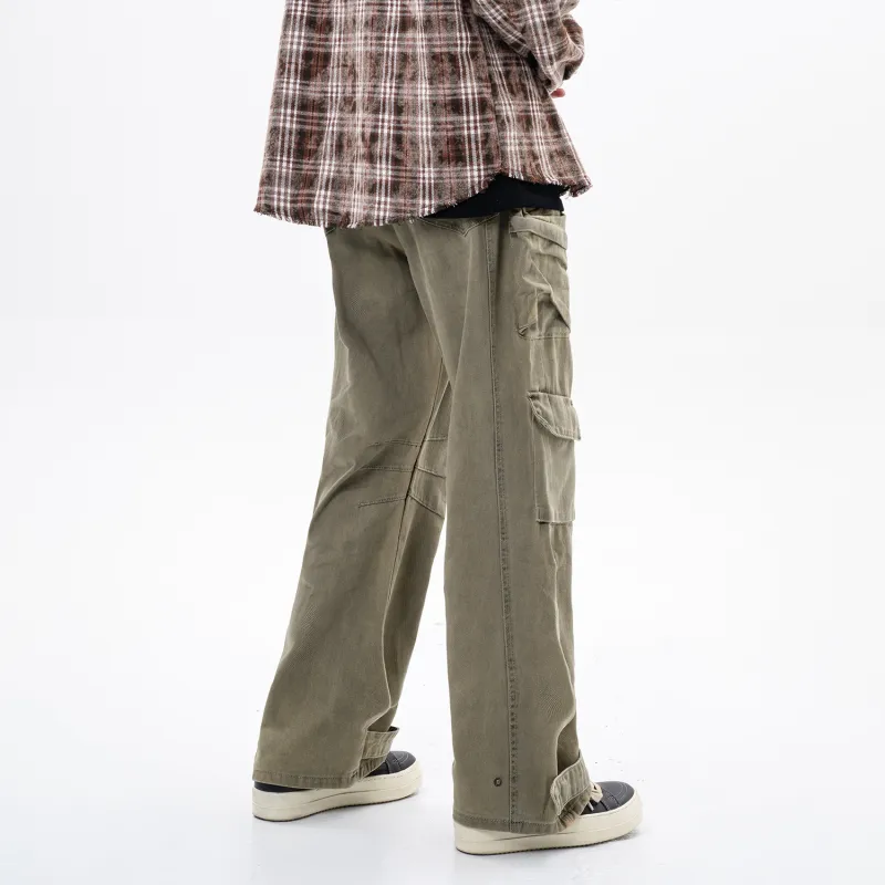 MT99 Casual Pants Unisex Trendy Dirty Beige Gray-7