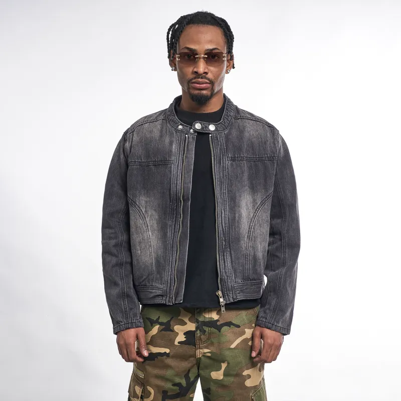 MT99 Denim Jacket Unisex Black Gray Color-3