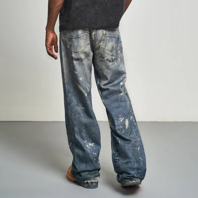 MT99 Jeans Unisex Ink Splatter Blue-4
