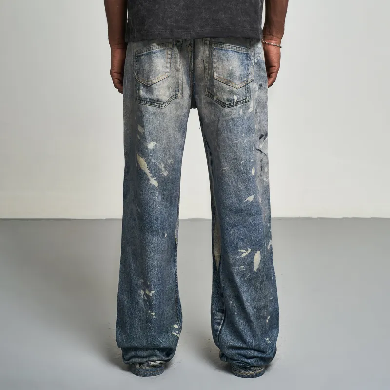 MT99 Jeans Unisex Ink Splatter Blue-3