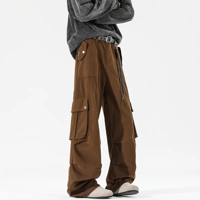 Yiwen Cargo Pants Unisex Brown-3