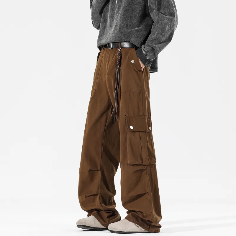 Yiwen Cargo Pants Unisex Brown-2