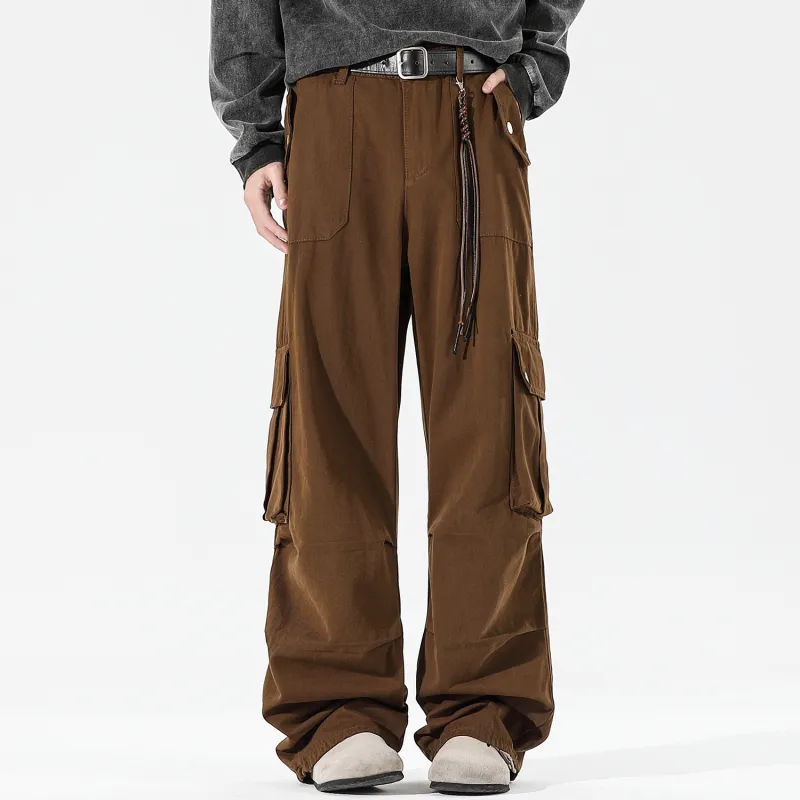 Yiwen Casual Pants Unisex Brown-3