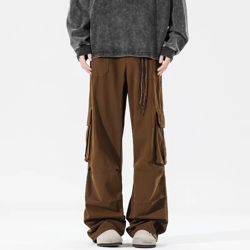 Yiwen Cargo Pants Unisex Brown-5