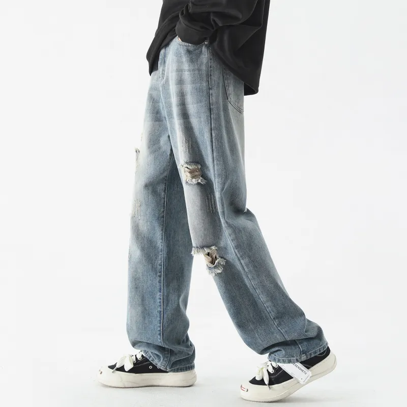 Yiwen Jeans Unisex Vintage Blue-3