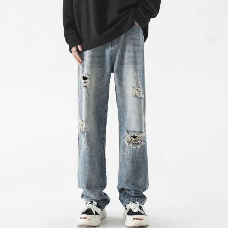Yiwen Jeans Unisex Vintage Blue-2