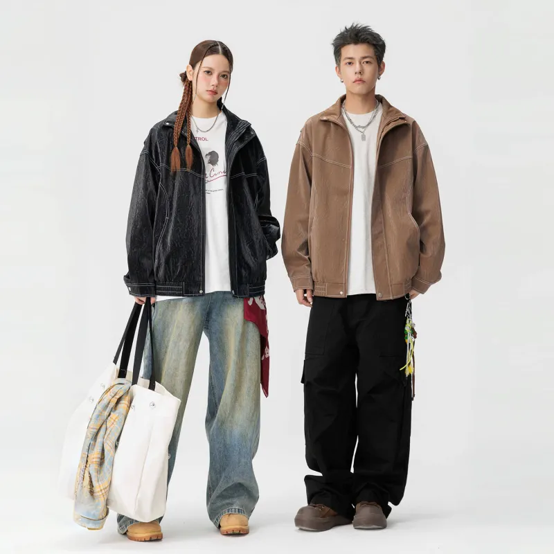 Yiwen Leather Jackets Unisex-9