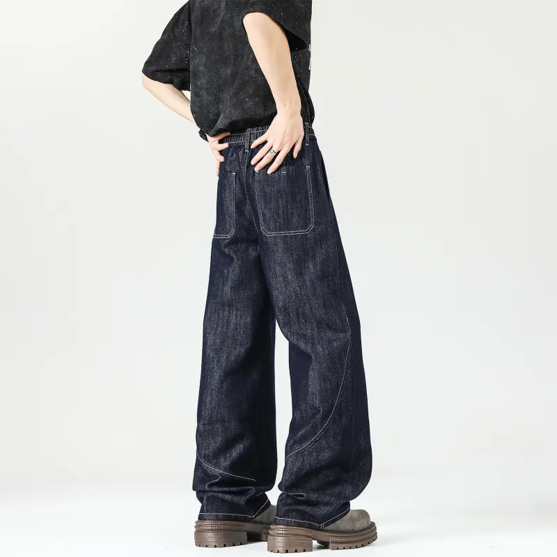 Yiwen Jeans Unisex Dark Blue-5