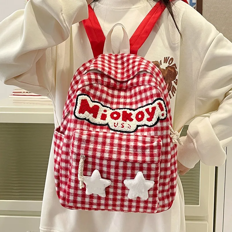 XOKY Oxford Backpack Medium Size Women's Red-1