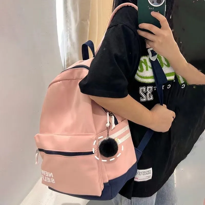 XOKY Nylon Backpack Regular Unisex White/Black/Pink/Green-7
