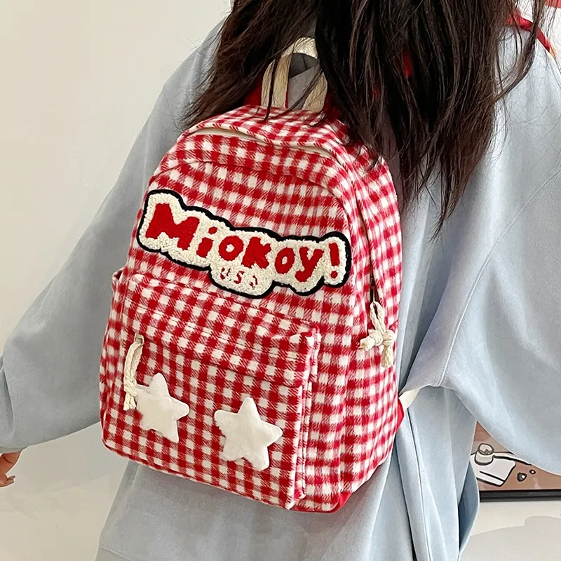 XOKY Oxford Backpack Medium Size Women's Red-3