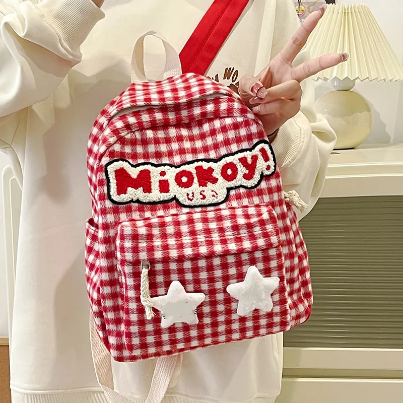 XOKY Oxford Backpack Medium Size Women's Red-2