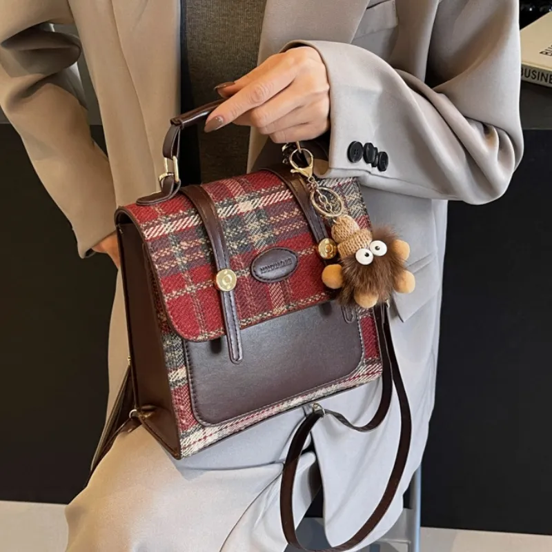 XOKY Woolen Backpack Women's Red/Blue/Coffee-1