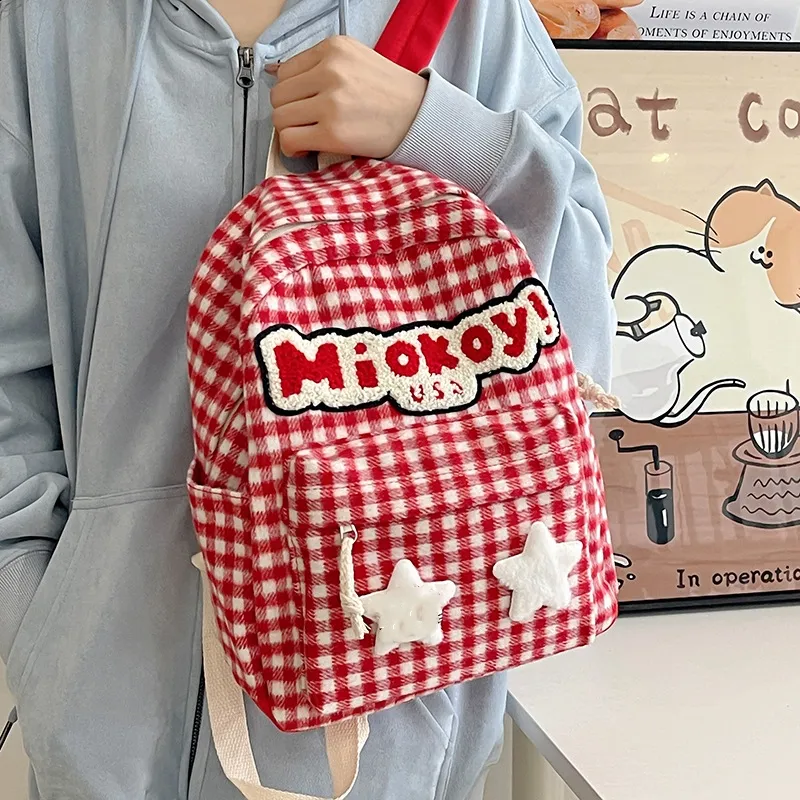 XOKY Oxford Backpack Medium Size Women's Red-4