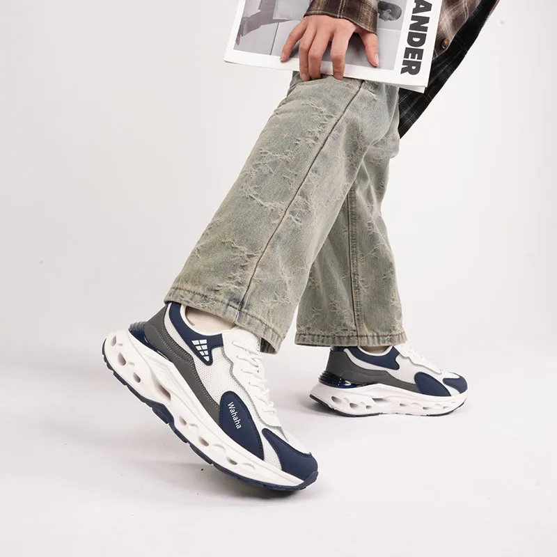 Wahaha Cushioning, Slip Resistant, Breathable, Height Increasing Low Top Casual Shoes Men's-6