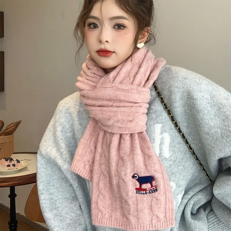 A Good Thing Wool Blend Knit Scarves Unisex White-14