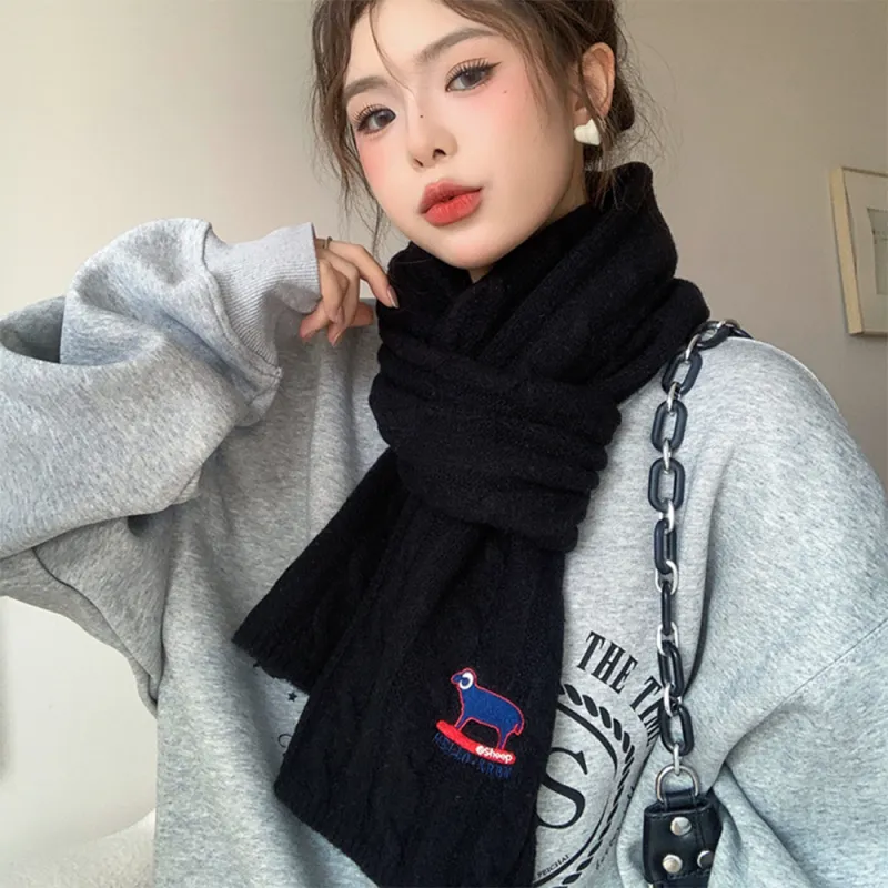 A Good Thing Wool Blend Knit Scarves Unisex White-11